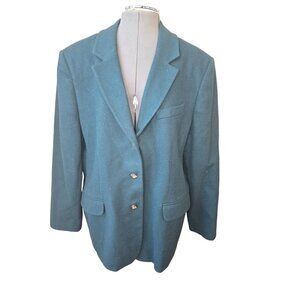 L.L. Bean Dark‎ Green Womens Blazer Jacket Size 20 Wool Blend Classic Fit